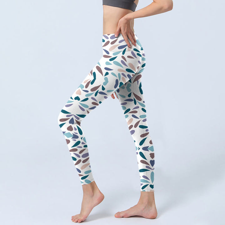 Buddha Stones White Multi Color Block Print Gym Leggings Women's Yoga Pants - image 2