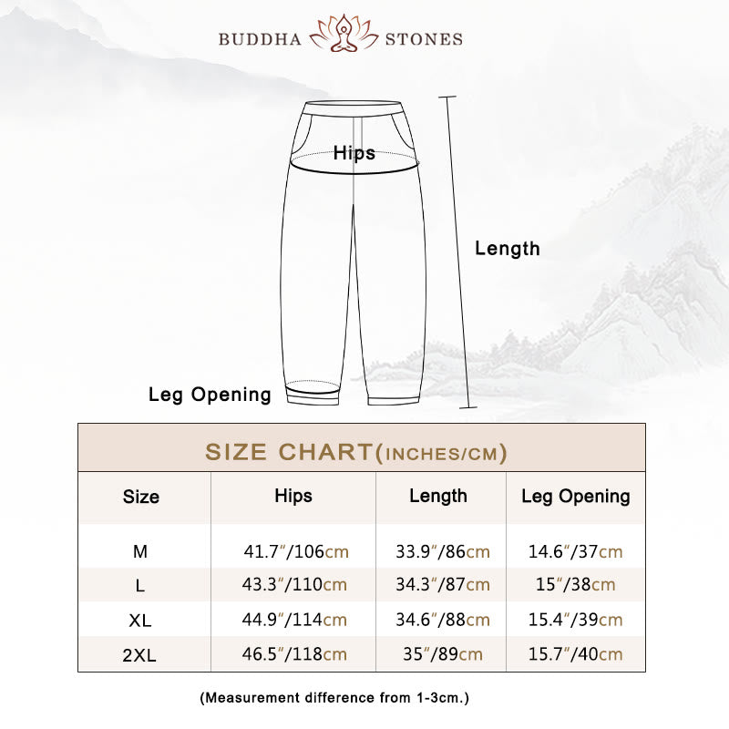 Buddha Stones Solid Color Lace Spliced Elastic Waist Harem Pants With Pockets