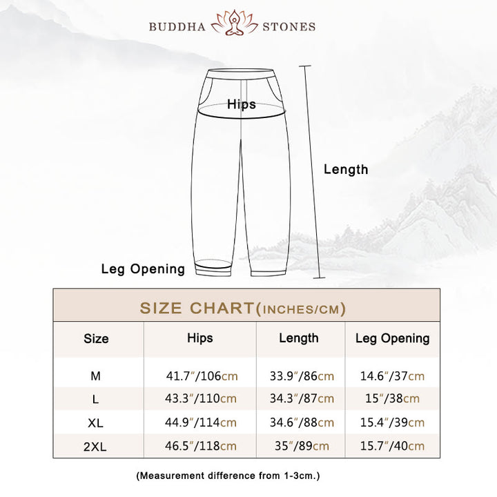 Buddha Stones Solid Color Lace Spliced Elastic Waist Harem Pants With Pockets