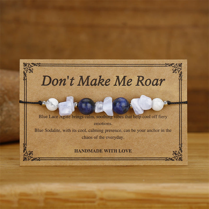 Buddha Stones Don't Make Me Roar Purple Agate Blue Lace Agate Blue Sodalite Protection Bracelet