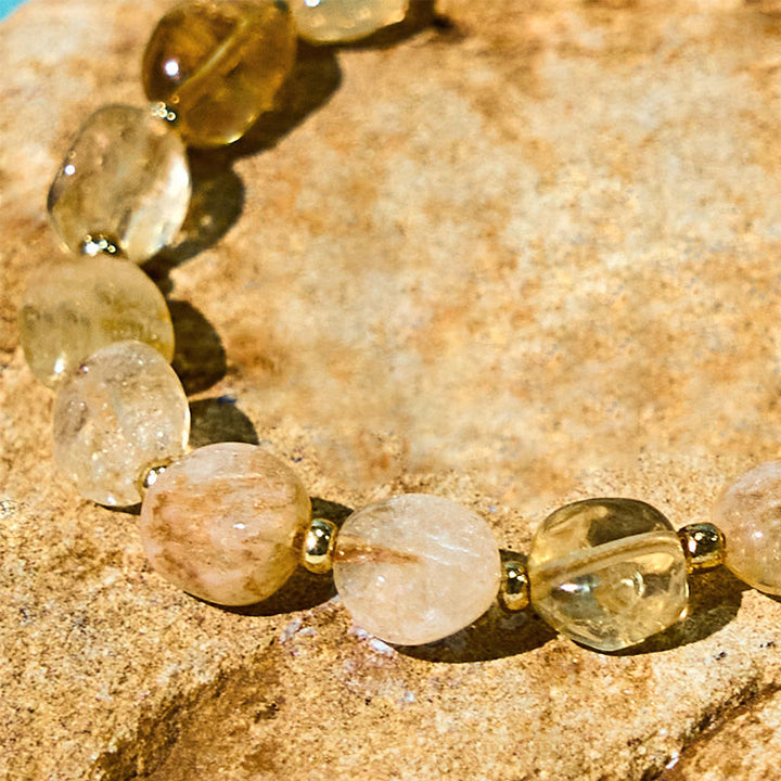 Buddha Stones Irregular Shape Citrine Braid String Happiness Bracelet
