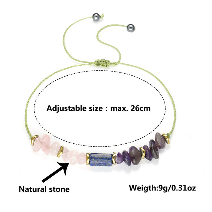 Buddha Stones Best Friends Forever Amethyst Rose Quartz Lazurite Spiritual Bracelet