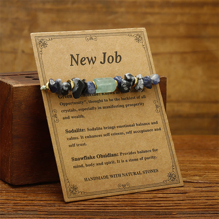 Buddha Stones New Job Green Aventurine Sodalite Snowflake Obsidian Energy Bracelet