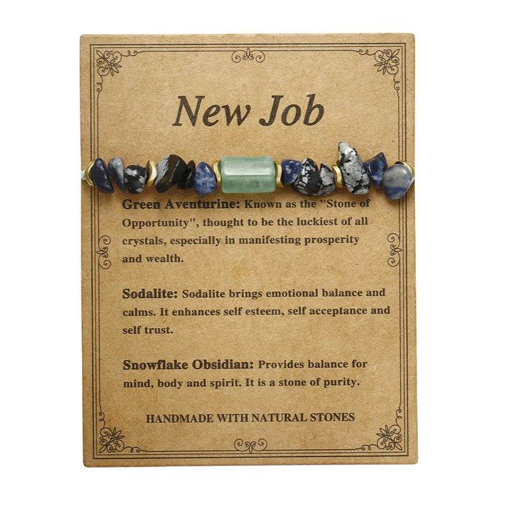 Buddha Stones New Job Green Aventurine Sodalite Snowflake Obsidian Energy Bracelet