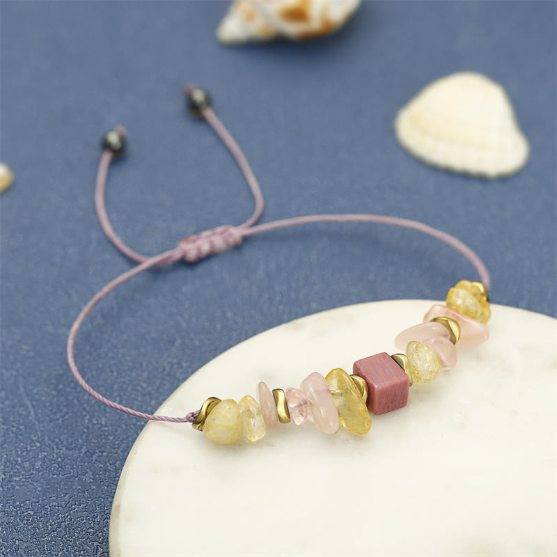 Buddha Stones Thank You Rose Quartz Citrine Rhodonite Passionate Bracelet - image 8