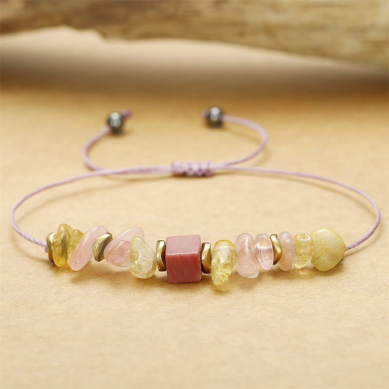 Buddha Stones Thank You Rose Quartz Citrine Rhodonite Passionate Bracelet - image 4