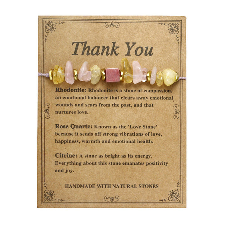Buddha Stones Thank You Rose Quartz Citrine Rhodonite Passionate Bracelet - image 13