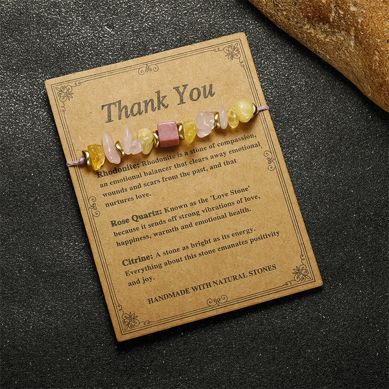 Buddha Stones Thank You Rose Quartz Citrine Rhodonite Passionate Bracelet - image 12