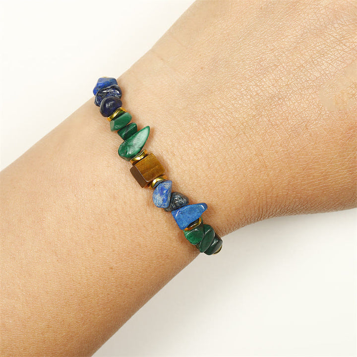 Buddha Stone Positive Vibes Malachite Tiger's Eye Lazurite Lapis Lazuli Anti-anxiety Bracelet - image 5