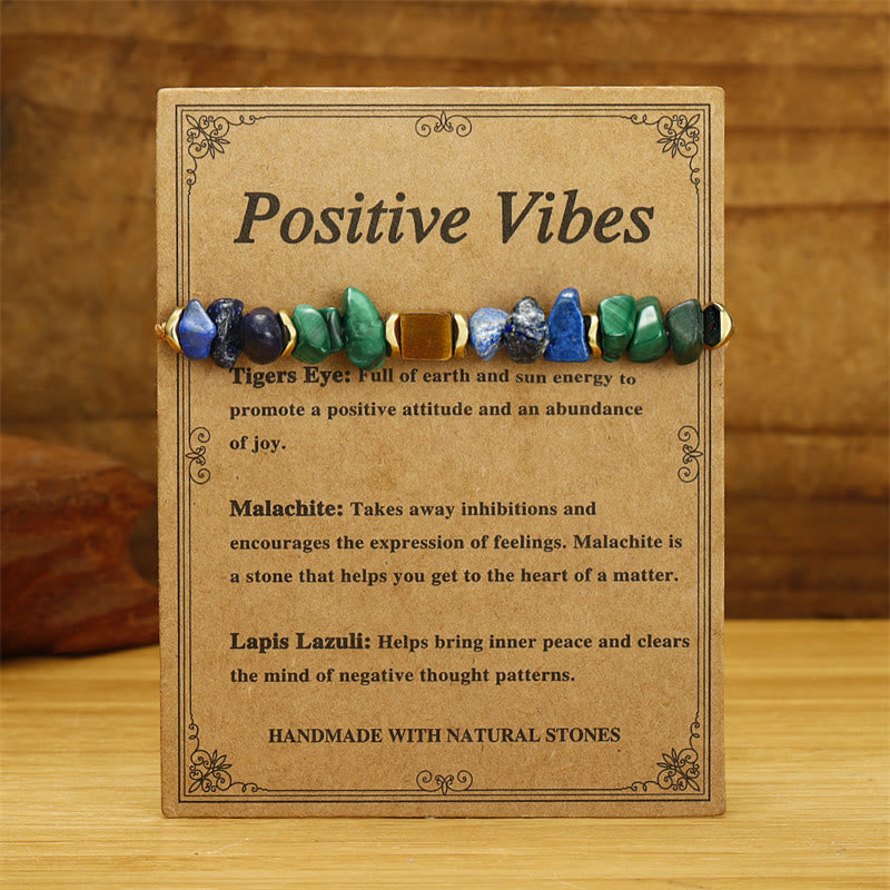 Buddha Stone Positive Vibes Malachite Tiger's Eye Lazurite Anti-anxiety Bracelet