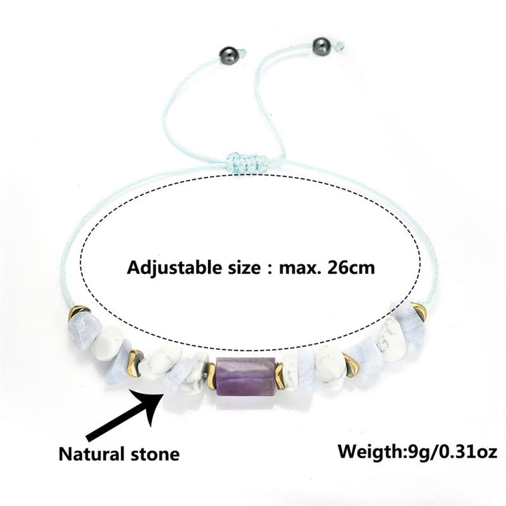 Buddha Stones De-Stress Amethyst Blue Lace Agate Howlite Healing Bracelet