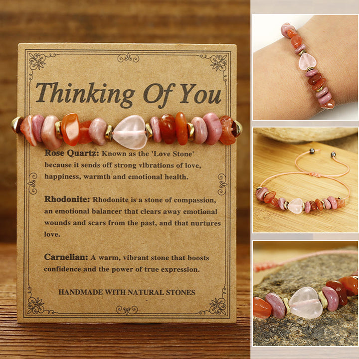 Buddha Stones Thinking Of You Rose Quartz Rhodonite Carnelian Relationships Bracelet