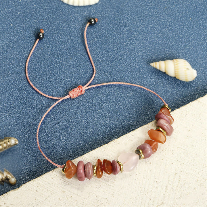 Buddha Stones Thinking Of You Rose Quartz Rhodonite Carnelian Relationships Bracelet