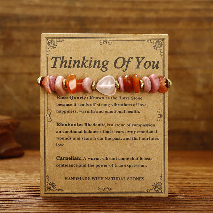 Buddha Stones Thinking Of You Rose Quartz Rhodonite Carnelian Relationships Bracelet