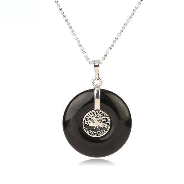 Buddha Stones Various Crystal Rose Quartz Green Aventurine Amethyst The Tree of Life Kindness Necklace Pendant - Black Onyx - image 20