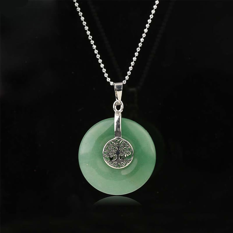 Buddha Stones Various Crystal Rose Quartz Green Aventurine Amethyst The Tree of Life Kindness Necklace Pendant - Green Aventurine - image 5