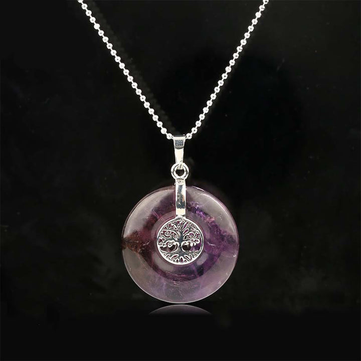 Buddha Stones Various Crystal Rose Quartz Green Aventurine Amethyst The Tree of Life Kindness Necklace Pendant - Amethyst - image 8