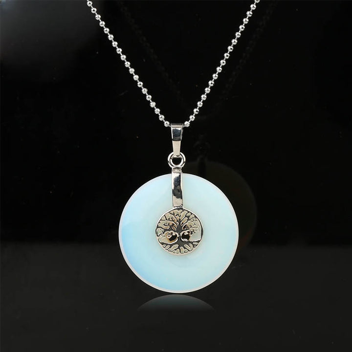 Buddha Stones Various Crystal Rose Quartz Green Aventurine Amethyst The Tree of Life Kindness Necklace Pendant - Opal - image 14