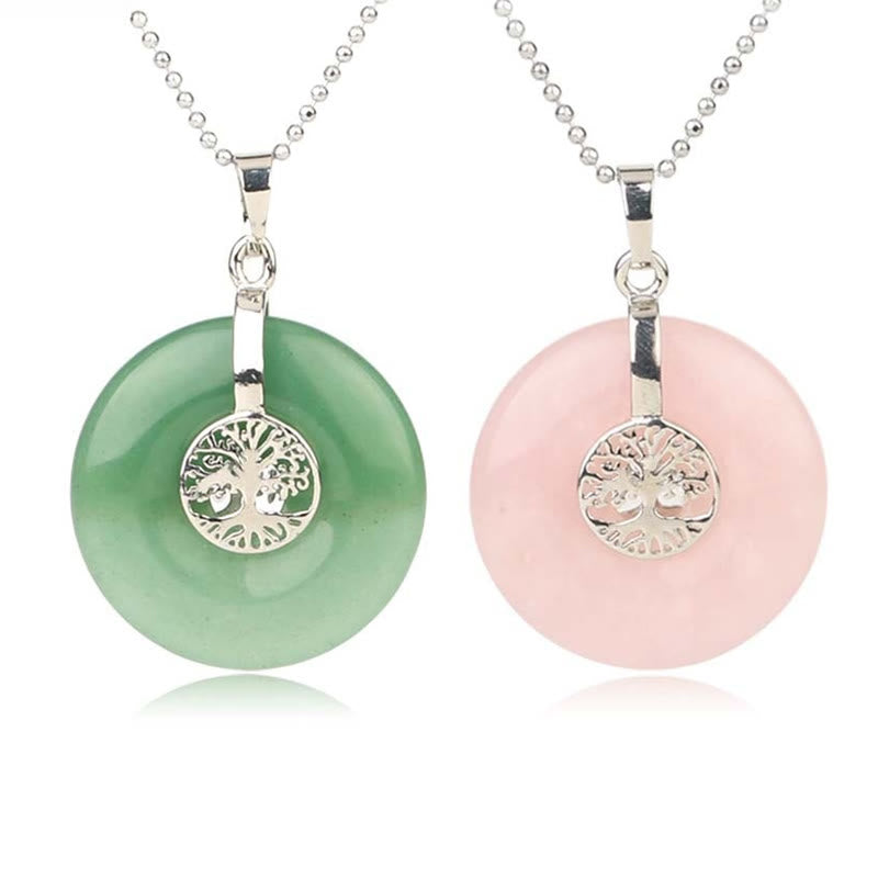 Buddha Stones Various Crystal Rose Quartz Green Aventurine Amethyst The Tree of Life Kindness Necklace Pendant - image 1