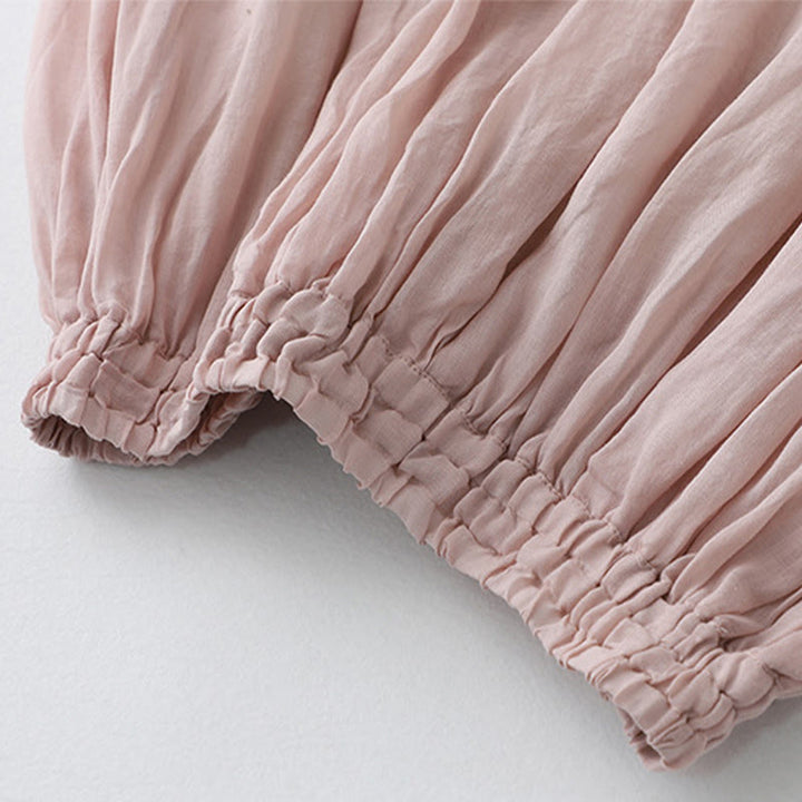 Buddha Stones Solid Lace Elastic Waist Ramie Linen Women's Skirt