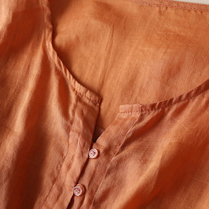 Buddha Stones Embroidery Geometry Nine-Quarter Sleeve Women's Midi Dress With Pockets - image 9