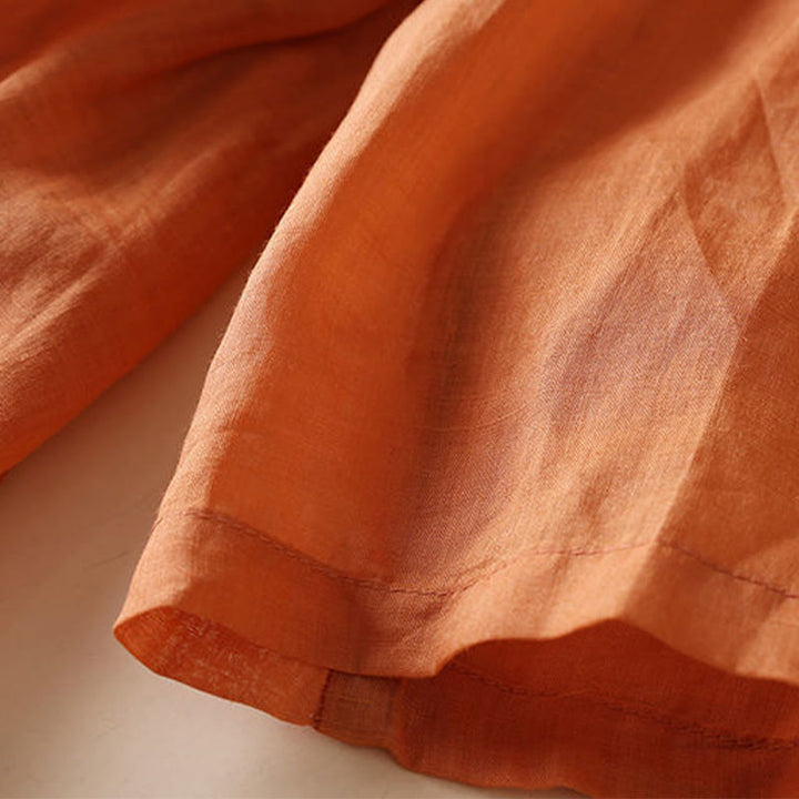 Buddha Stones Embroidery Geometry Nine-Quarter Sleeve Women's Midi Dress With Pockets - image 11