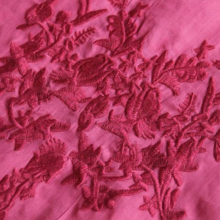 Buddha Stones Casual Embroidery Half Puff Sleeve Ruffles Crew Neck Cotton Linen Women's T-Shirt - image 6