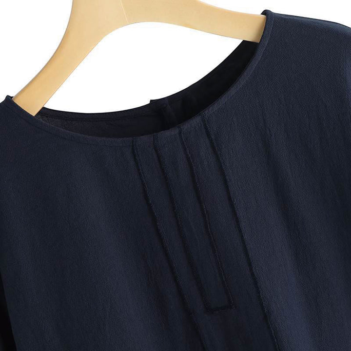 Buddha Stones Summer Casual Plain Half Sleeve Crew Neck Side Slit Cotton Women's T-Shirt - image 9