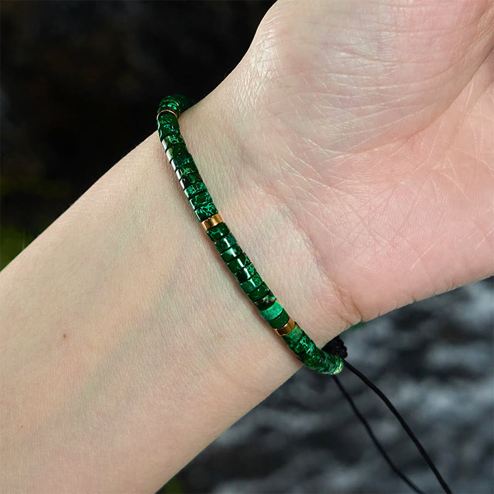 Buddha Stones Natural Malachite Spacer Bead Anti-anxiety Bracelet