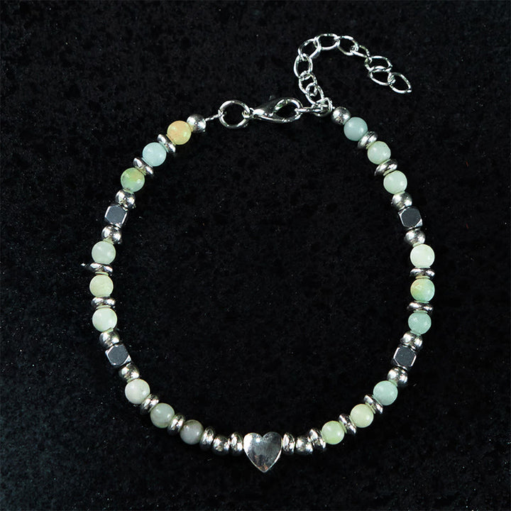 Buddha Stones Natural Stone Amazonite Amethyst Lazurite Lapis Lazuli Rose Quartz Heart Positive Balance Bracelet - image 1