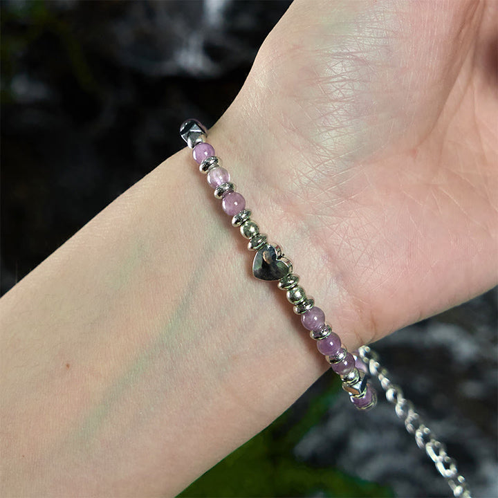 Buddha Stones Natural Stone Amazonite Amethyst Lazurite Lapis Lazuli Rose Quartz Heart Positive Balance Bracelet - image 12