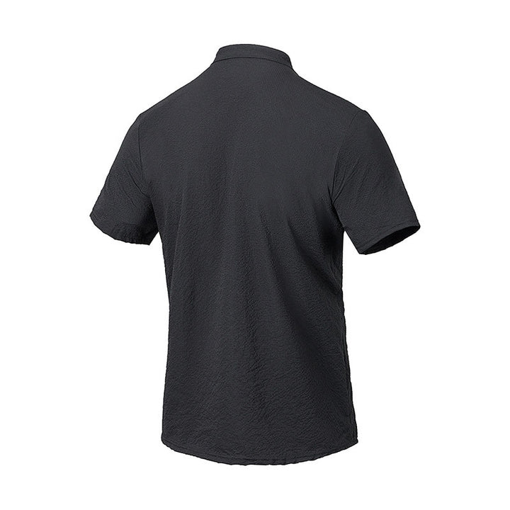 Buddha Stones Solid Color Polo Plaid Half Buttons Men's Short Sleeve Shirt - image 10