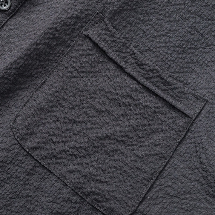 Buddha Stones Solid Color Polo Plaid Half Buttons Men's Short Sleeve Shirt - image 14