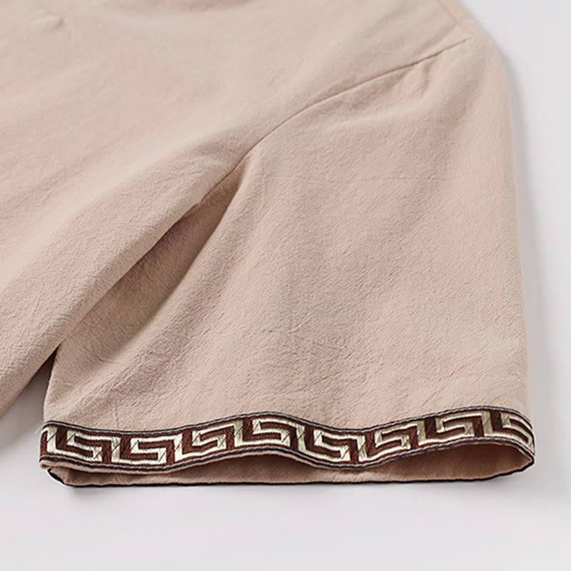 Buddha Stones Solid Short Sleeve Notched Neck Soft Cotton Men's T-Shirt