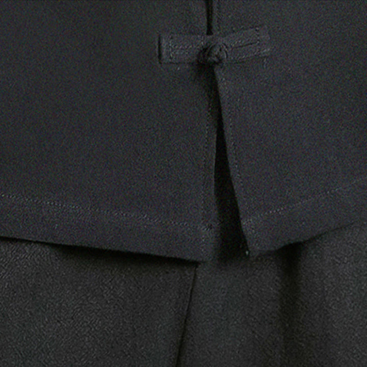 Buddha Stones Tang Suit Frog-Button Crane Embroidery Long Sleeve Cotton Men's Shirt - image 27