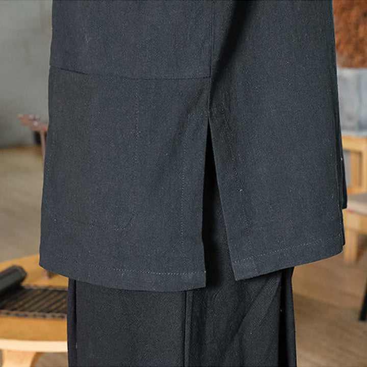 Buddha Stones Frog-Button Chinese Tang Suit Three Quarter Sleeve Cotton Linen Men's Shirt - image 19