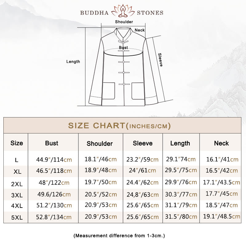Buddha Stones 2Pcs Fall Men's Tang Suit Frog-Button Cotton Long Sleeve Shirt Pants Set - image 3