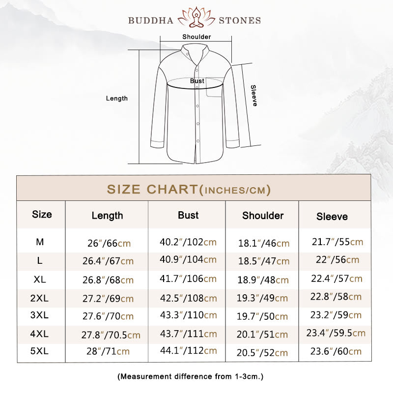 Buddha Stones Men's Long Sleeve Shirt With Pocket Stand Collar Comfort Linen Shirt - image 4
