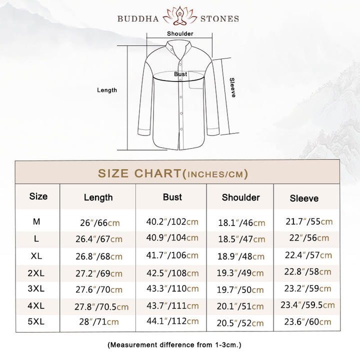 Buddha Stones Men's Long Sleeve Shirt With Pocket Stand Collar Comfort Linen Shirt - image 4