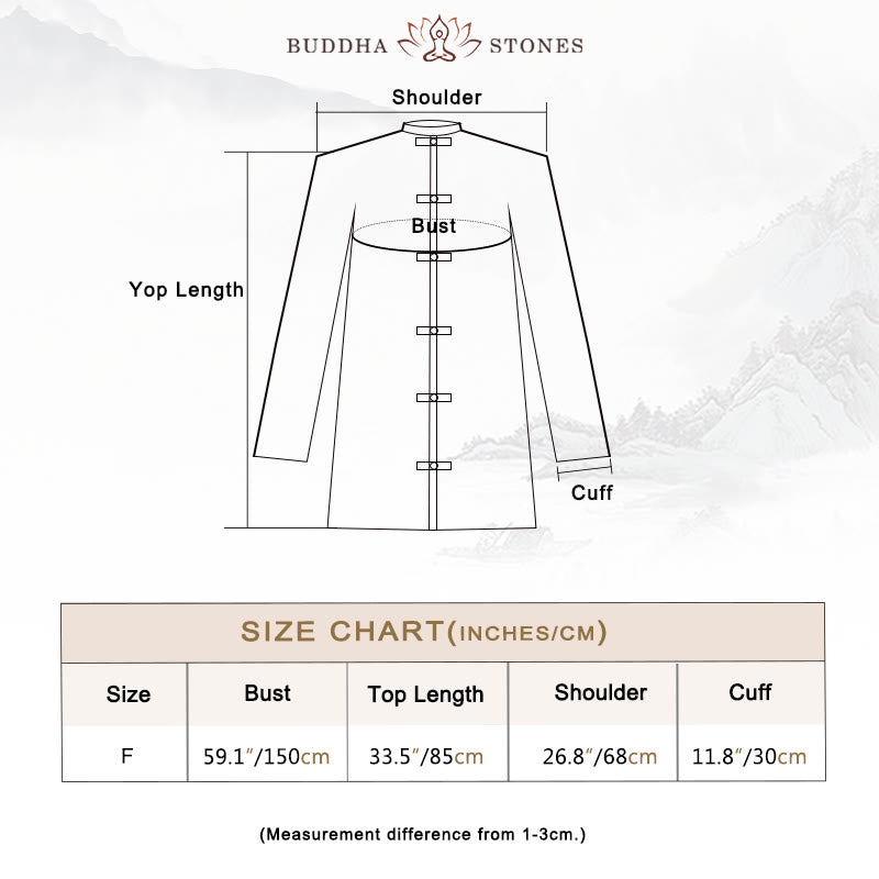 Buddha Stones Plain Frog-Button Design Shirt Zen Tai Chi Meditation Top Clothing Cotton Linen Jacket