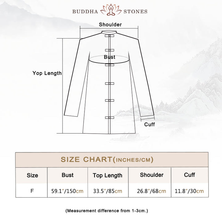 Buddha Stones Plain Frog-Button Design Shirt Zen Tai Chi Meditation Top Clothing Cotton Linen Jacket