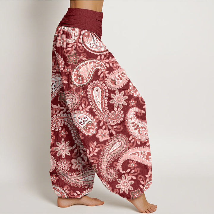 Buddha Stones Cotton Casual Paisley Pattern Women's Elastic Waist Harem Pants - image 1