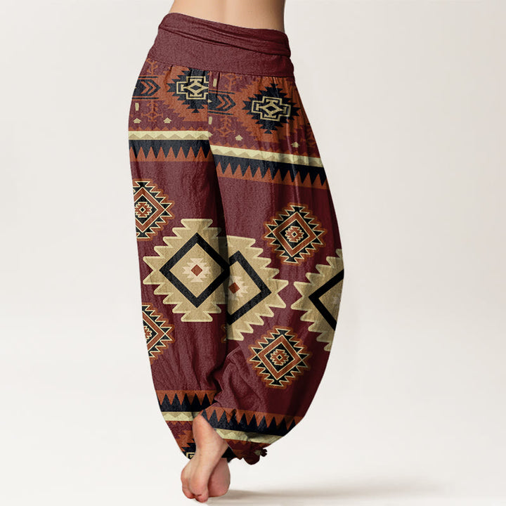 Buddha Stones Casual Symmetrical Navajo Textile Style Pattern Women's Elastic Waist Harem Pants - image 2