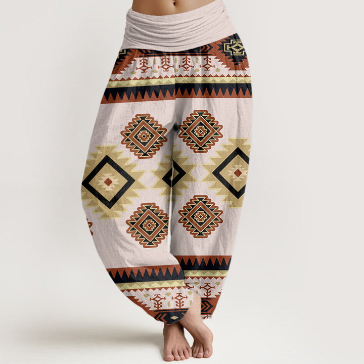 Buddha Stones Casual Symmetrical Navajo Textile Style Pattern Women's Elastic Waist Harem Pants - LavenderBlush - US22，UK/AU26，EU54 (6XL) - image 4