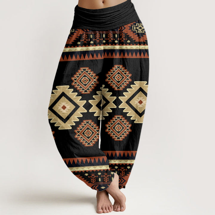 Buddha Stones Casual Symmetrical Navajo Textile Style Pattern Women's Elastic Waist Harem Pants - Black - US22，UK/AU26，EU54 (6XL) - image 7