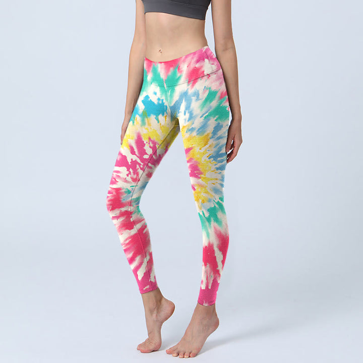 Buddha Stones Spiral Shape Print Exercise Leggings Women's Yoga Pants - DeepPink - US18，UK/AU22，EU50 (4XL) - image 0