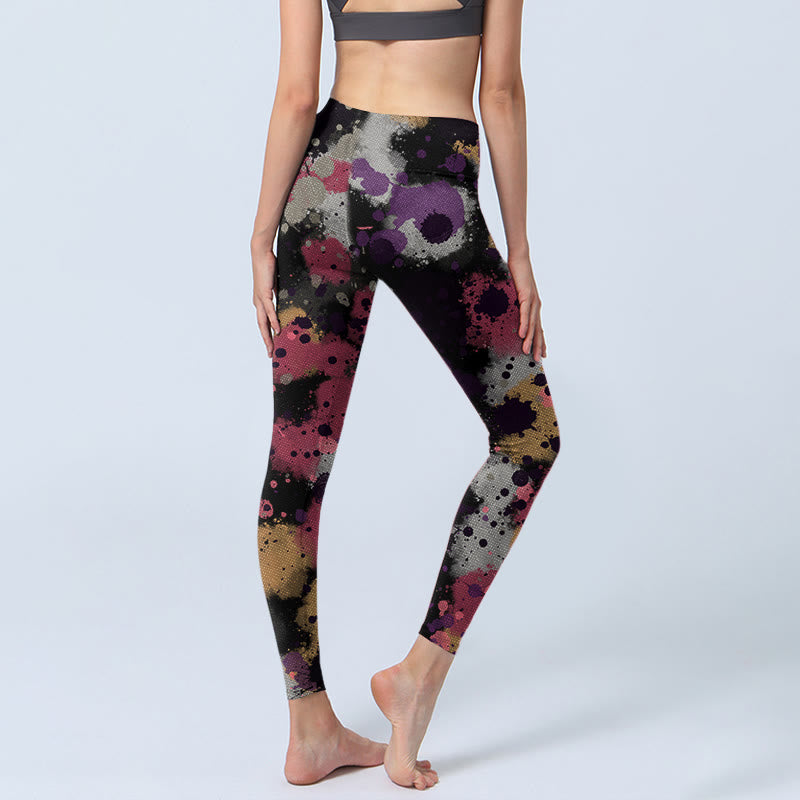 Buddha Stones Splatter Print Exercise Leggings Women's Yoga Pants - image 3