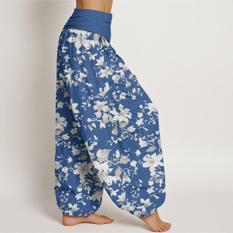 Buddha Stones Leaves Design Women's Elastic Waist Harem Pants - image 9