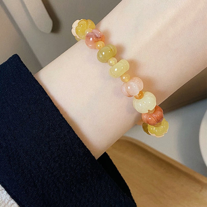 Buddha Stones Golden Silk Jade Pumpkin Beads Wealth Luck Bracelet