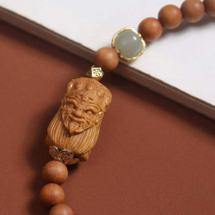 Buddha Stones Tibetan Zakiram Goddess Of  Wealth Hetian Jade Sandalwood Prosperity Bracelet